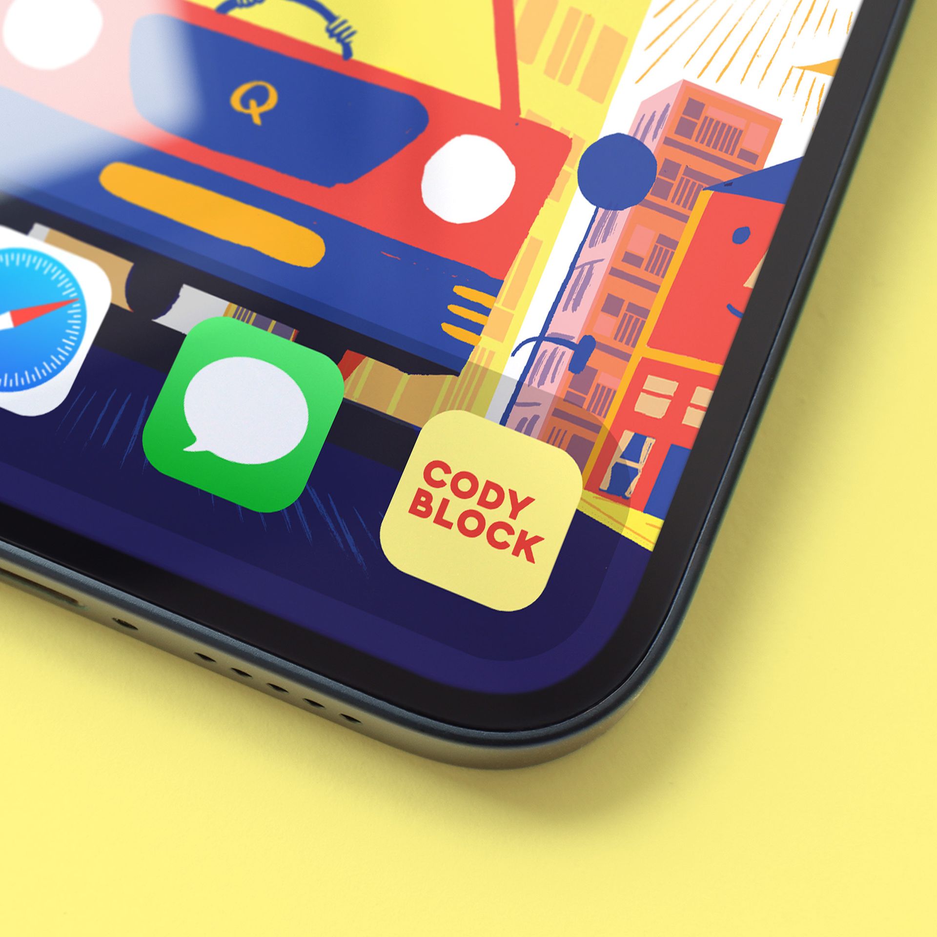 Cody block app logo in a mobile phone
