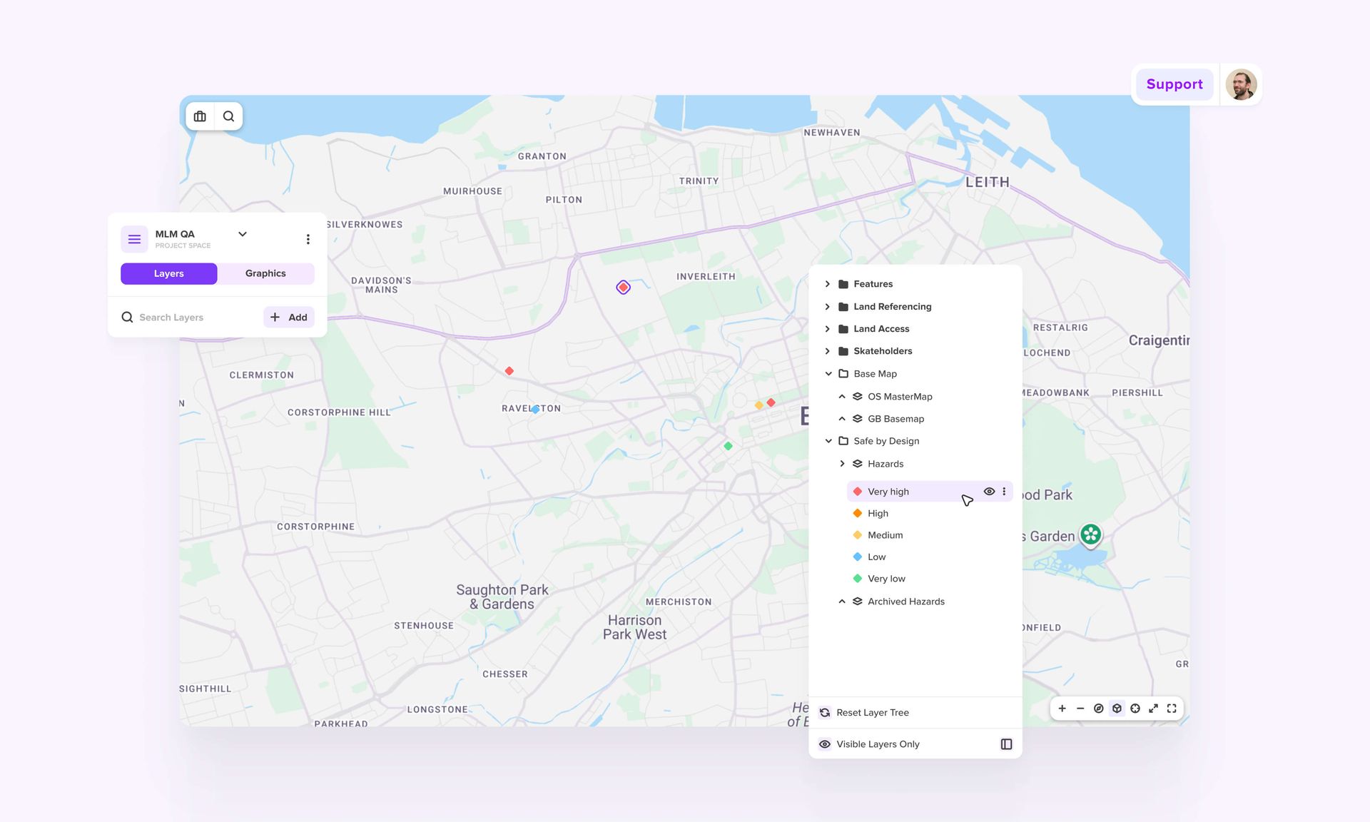 Survey schedule screen with numerous scheduled surveys