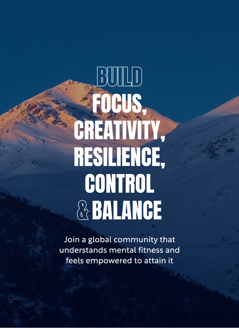 Peak state build, focus, creativity, resilience, control & balance brand poster