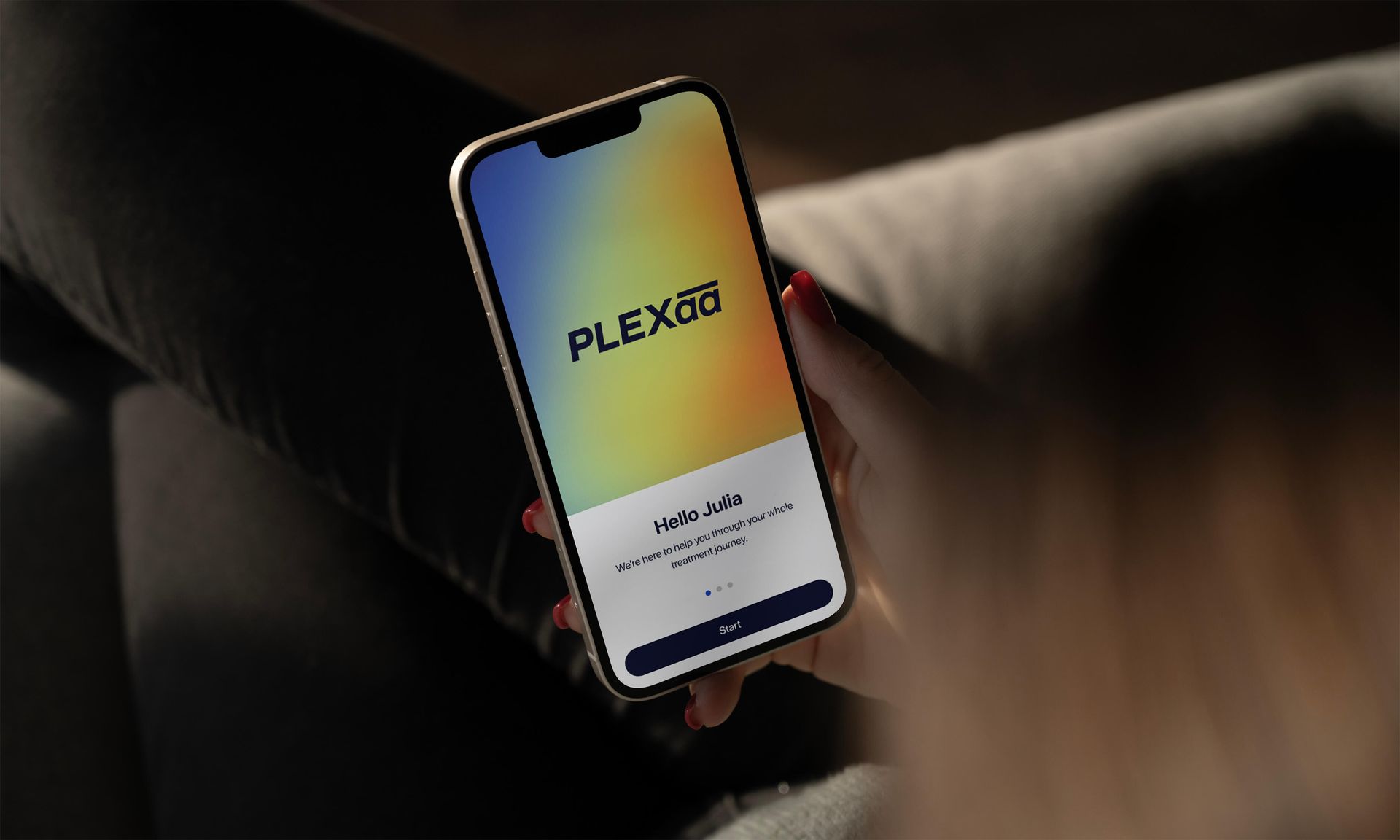 Woman using Plexaa app