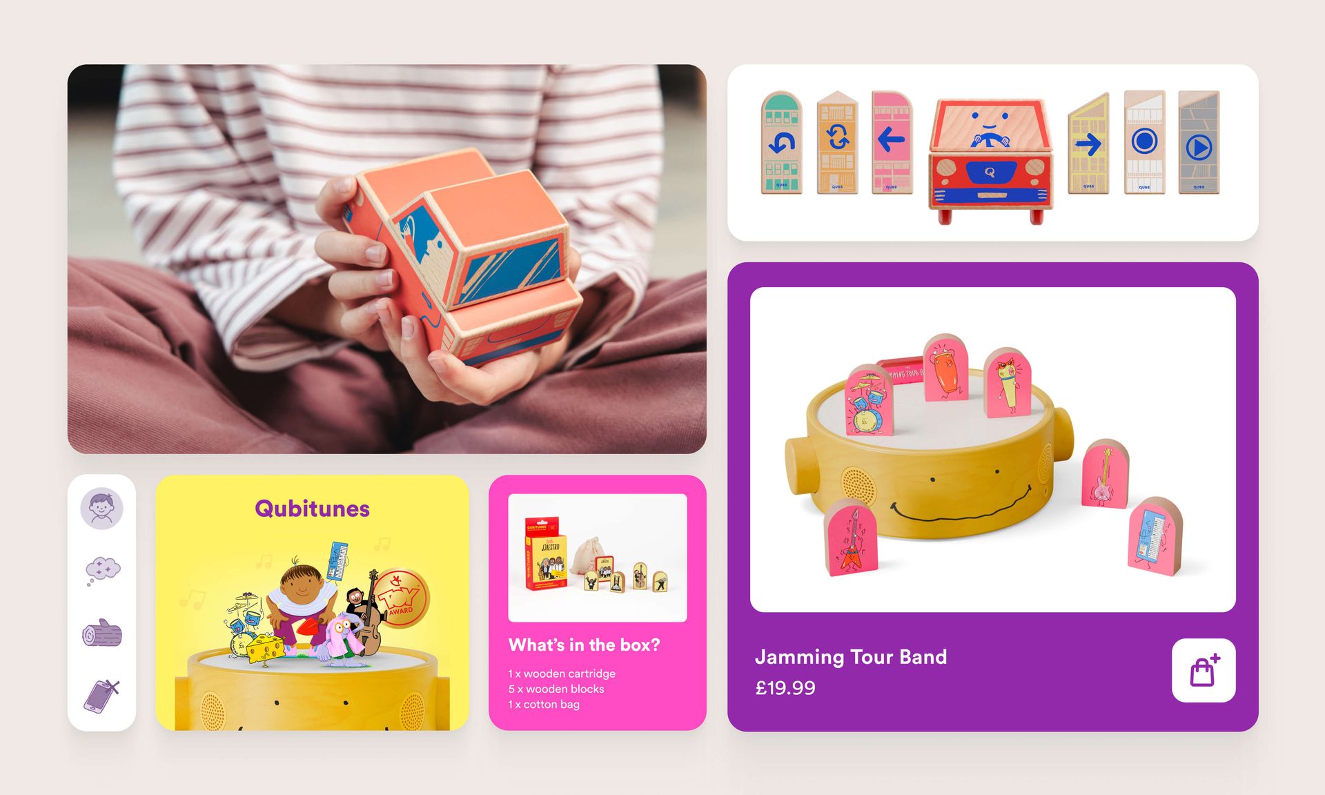 Qubs toy, designs and packaging