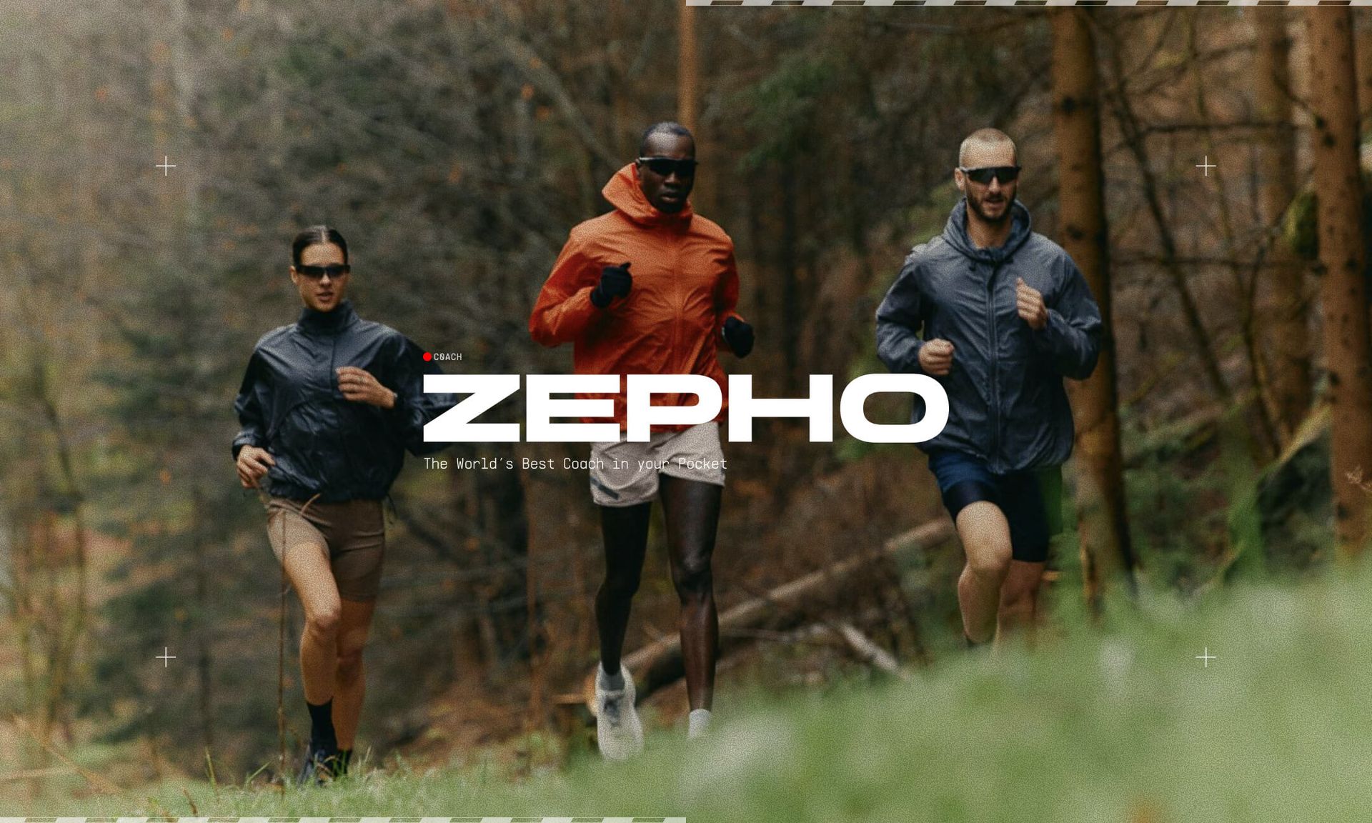 Three persons running in a park